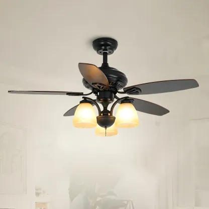 52-Inch Modern Black Chandelier Ceiling Fan with Remote