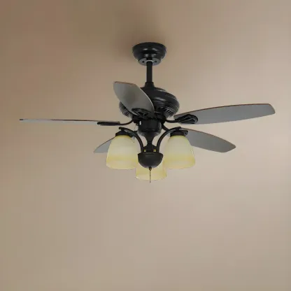 52-Inch Modern Black Chandelier Ceiling Fan with Remote