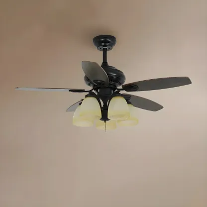 52-Inch Modern Black Chandelier Ceiling Fan with Remote