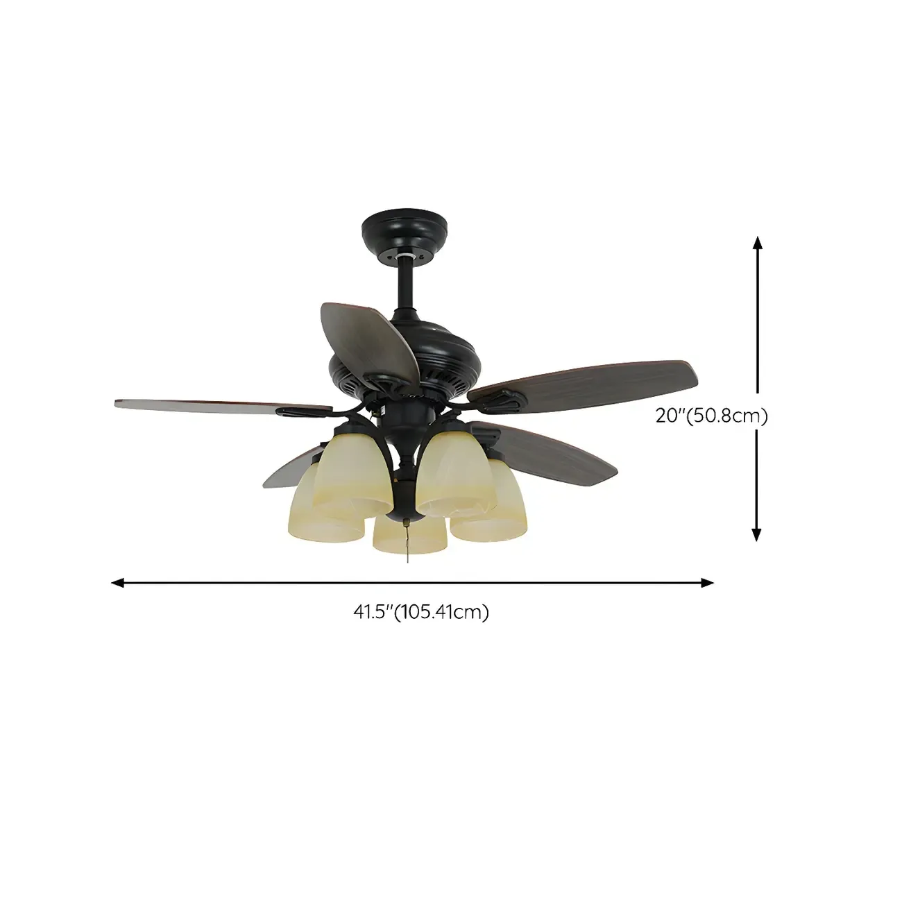 52-Inch Modern Black Chandelier Ceiling Fan with Remote