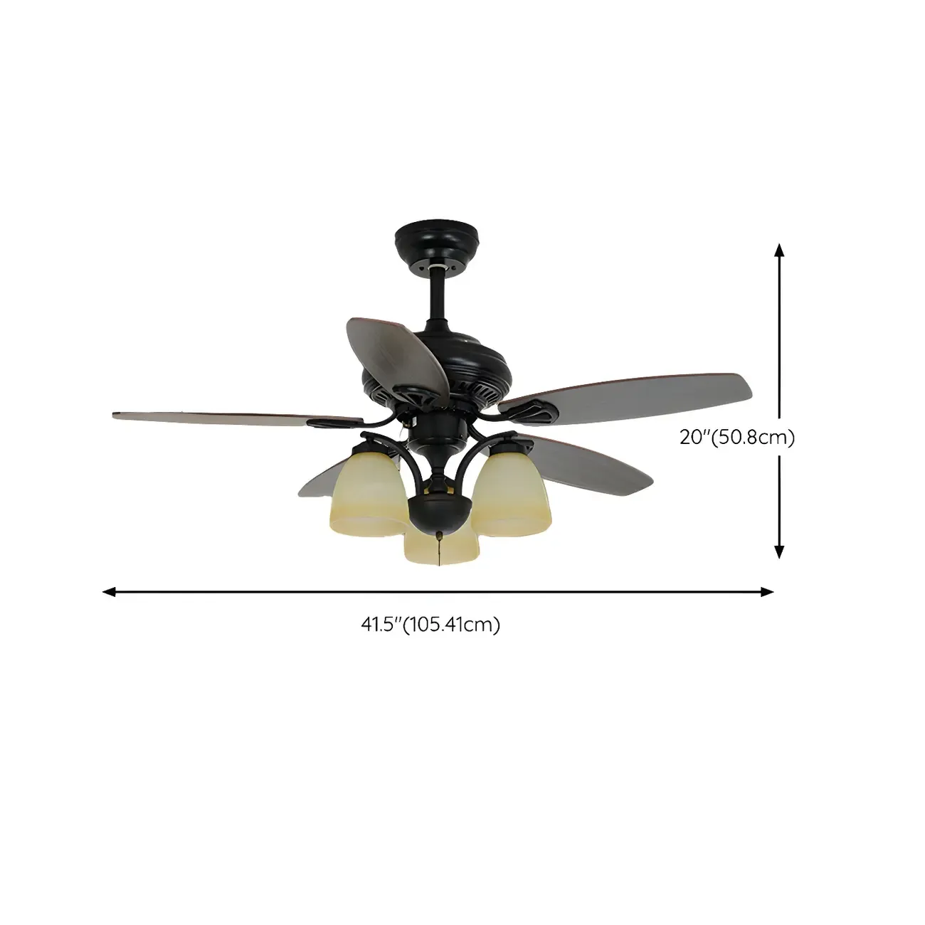 52-Inch Modern Black Chandelier Ceiling Fan with Remote