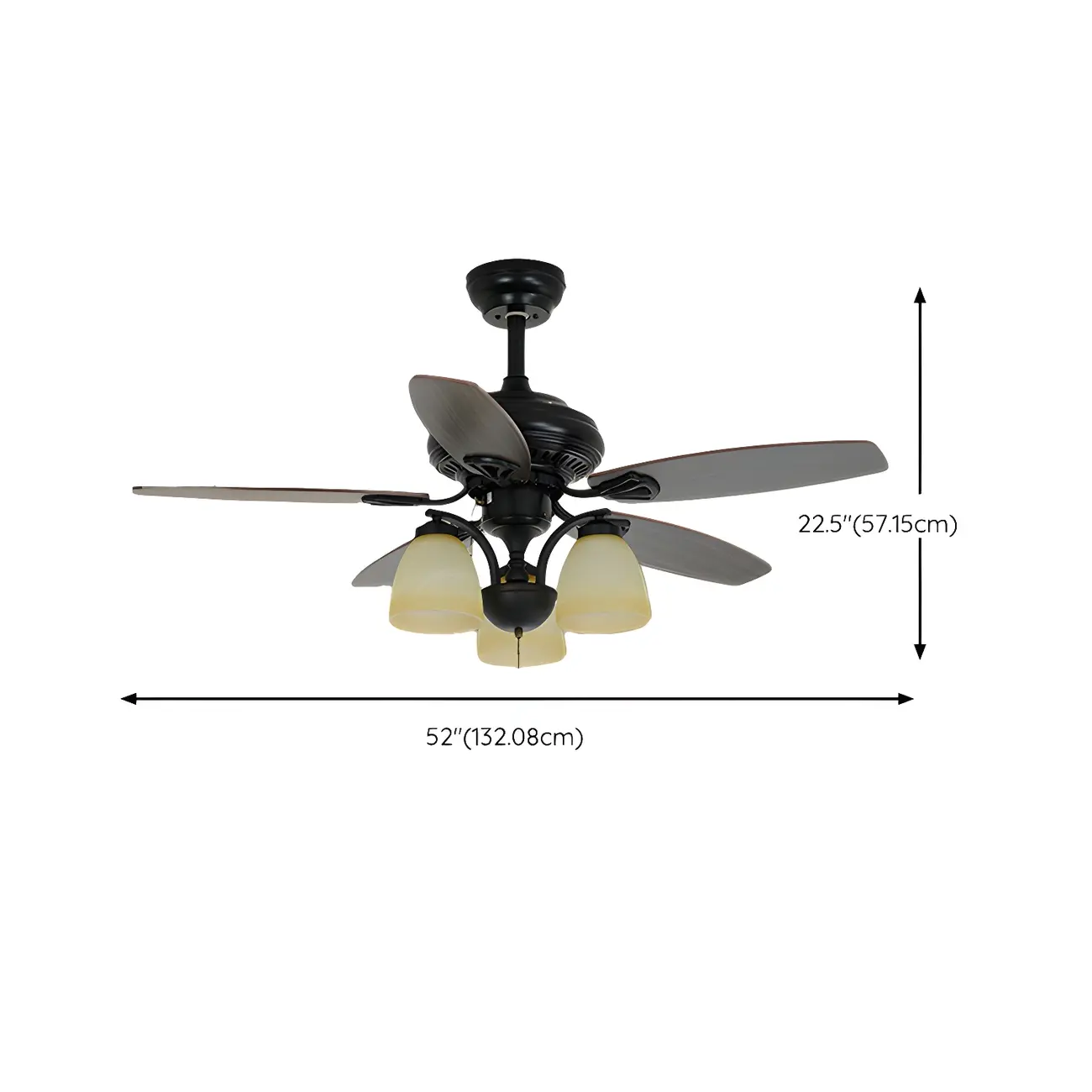 52-Inch Modern Black Chandelier Ceiling Fan with Remote | homeyfad