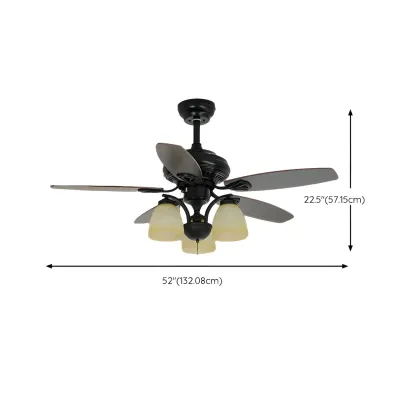 52-Inch Modern Black Chandelier Ceiling Fan with Remote