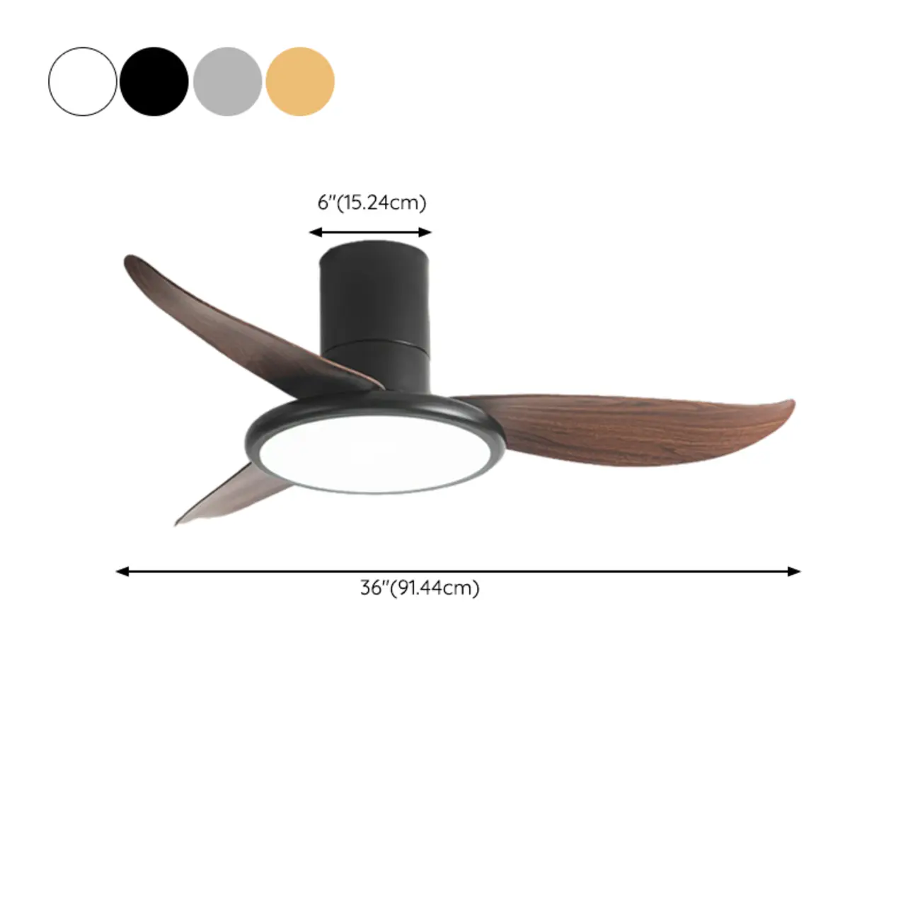 36" Modern Flush Mount Ceiling Fan with Light Remote for Living #size