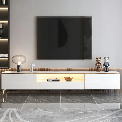 Industrial Stone Mueble Para TV Stand with Drawers for Restroom Image - 4