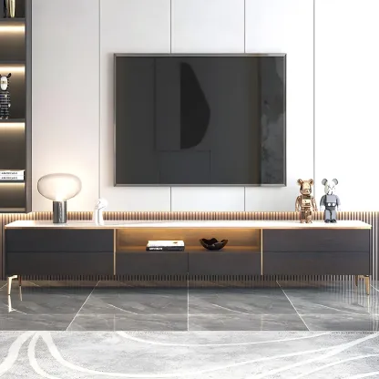 Industrial Stone Mueble Para TV Stand with Drawers for Restroom Image - 5