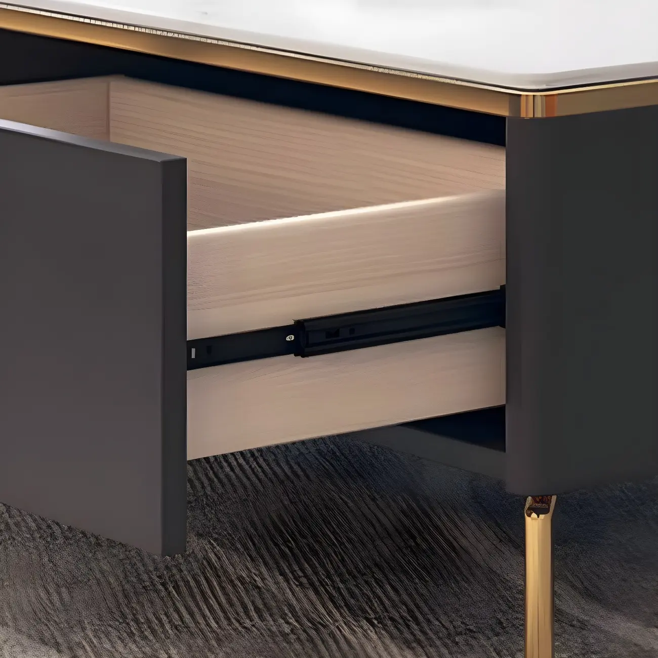 Industrial Stone Mueble Para TV Stand with Drawers for Restroom Image - 9 | homeyfad