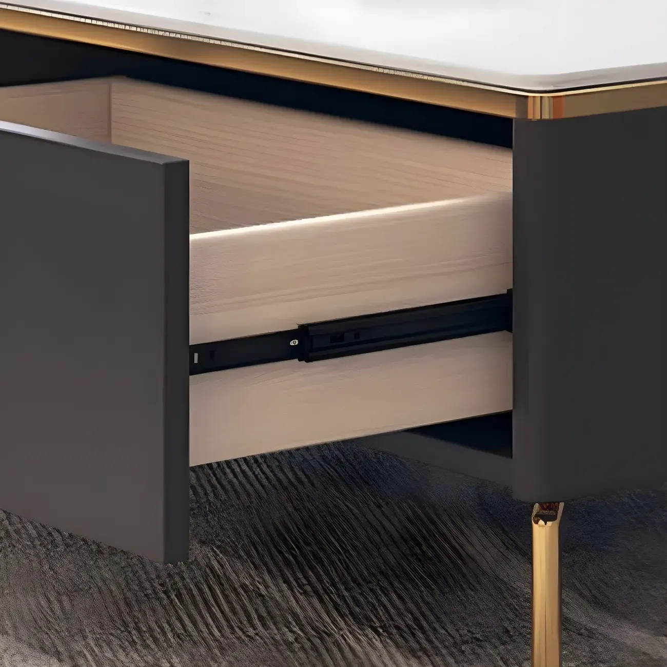 Industrial Stone Mueble Para TV Stand with Drawers for Restroom Image - 9