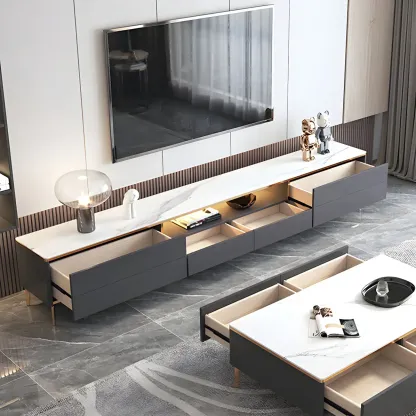 Industrial Stone Mueble Para TV Stand with Drawers for Restroom Image - 11