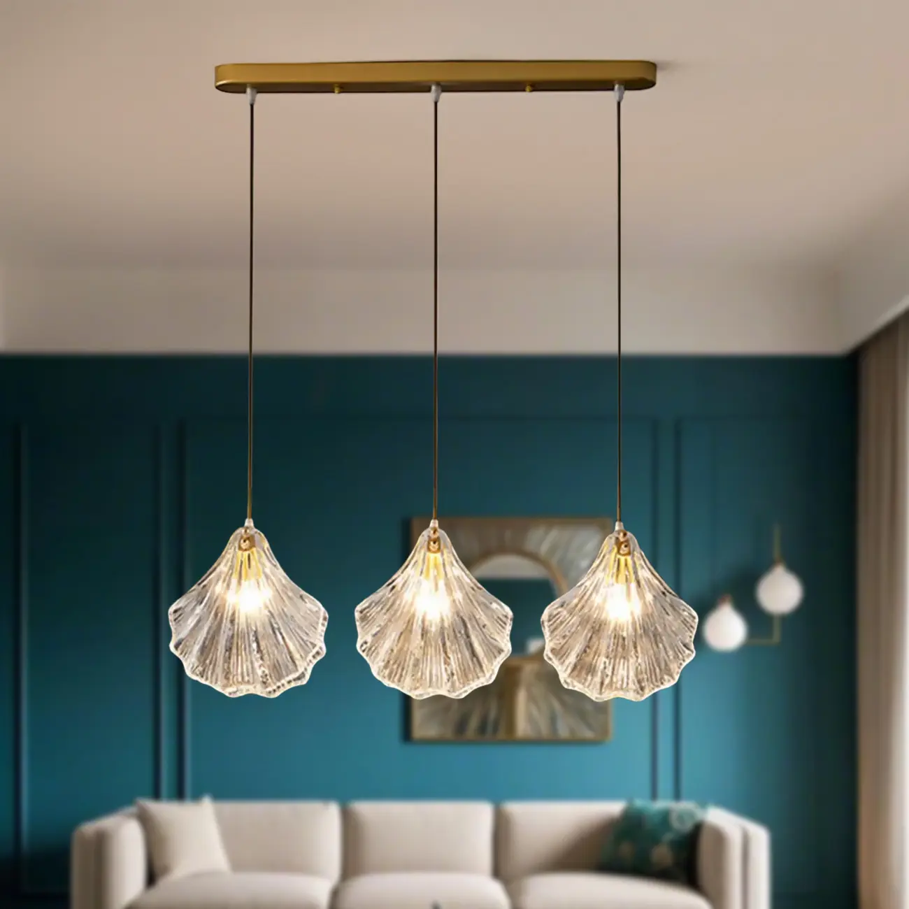 Contemporary Glass 3-Light Adjustable Island Pendant Light Image - 3 | homeyfad