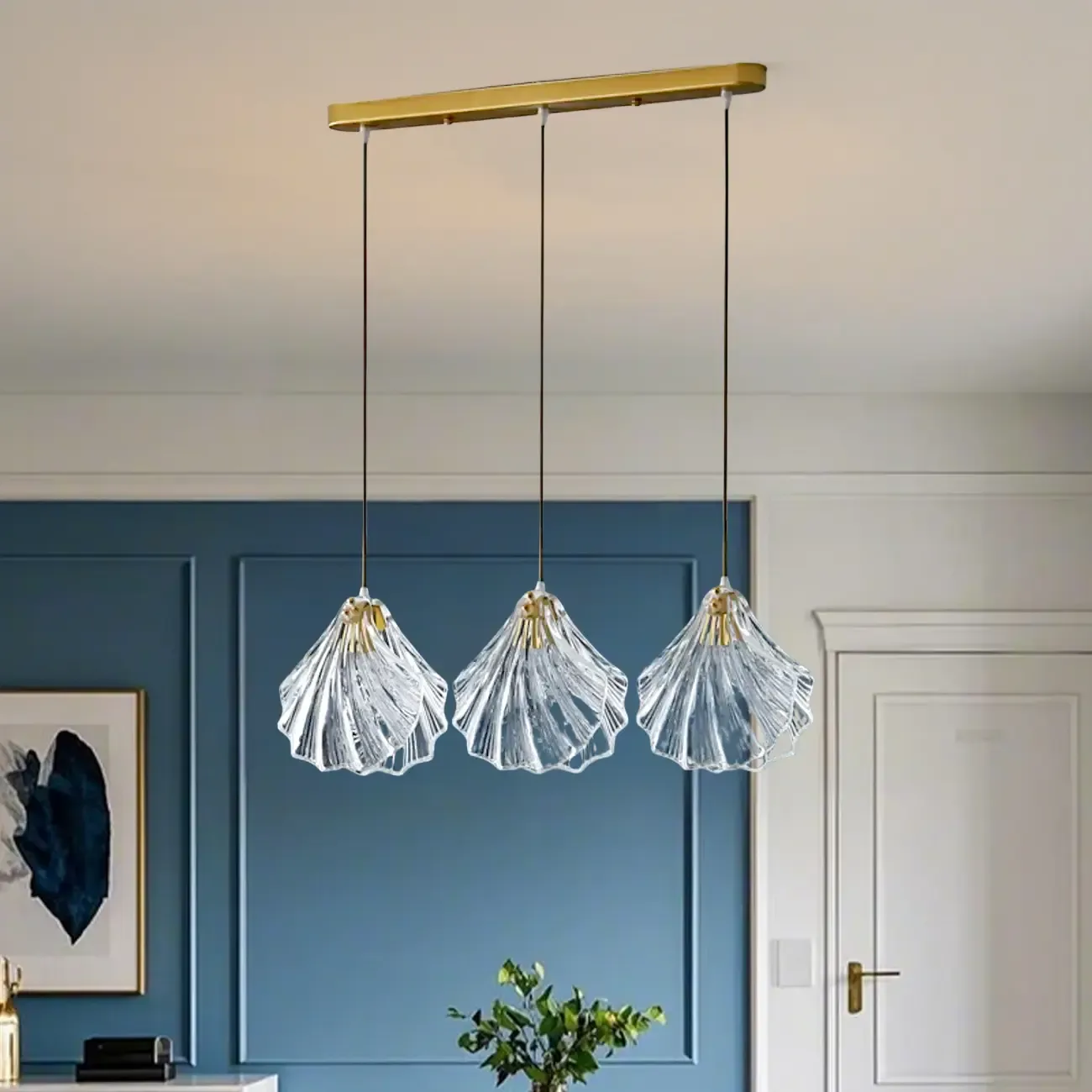 Contemporary Glass 3-Light Adjustable Island Pendant Light Image - 4