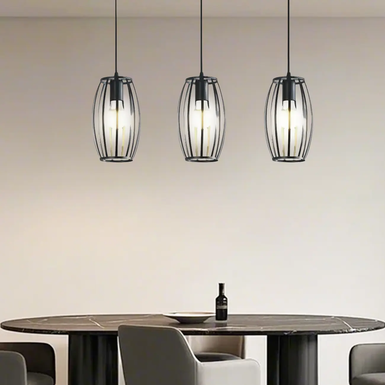 Industrial Black Geometric Adjustable Island Pendant Light Image - 12 | homeyfad