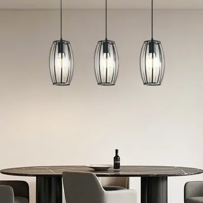 Industrial Black Geometric Adjustable Island Pendant Light Image - 12