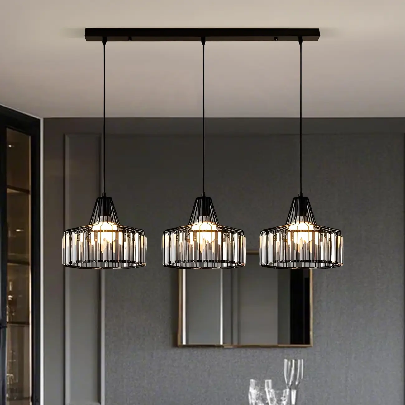 Contemporary Crystal Island Pendant Light for Kitchen Image - 1 | homeyfad