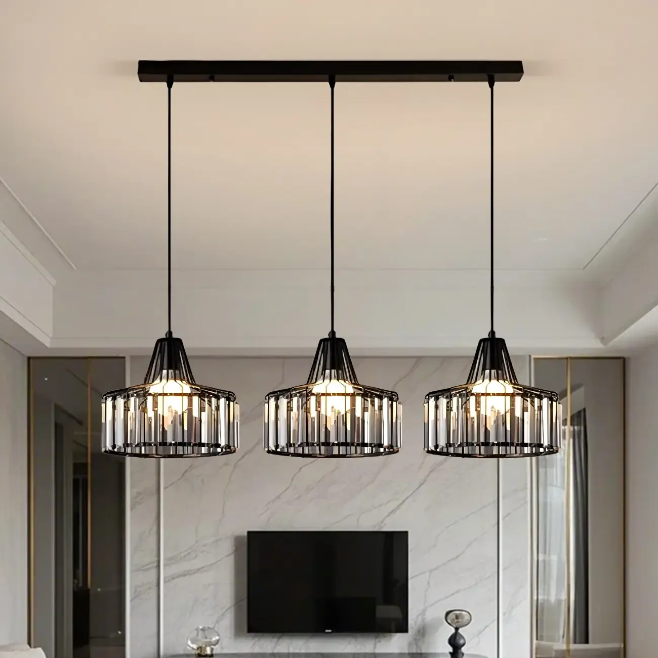 Contemporary Crystal Island Pendant Light for Kitchen Image - 2