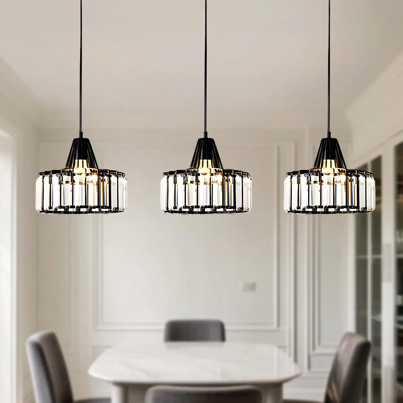 Contemporary Crystal Island Pendant Light for Kitchen Image - 3 | homeyfad