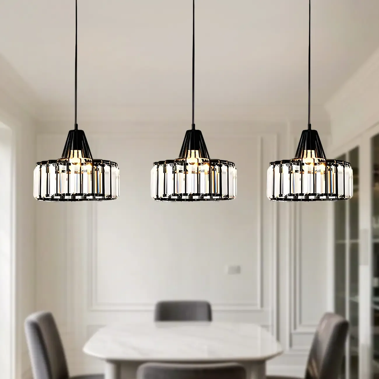 Contemporary Crystal Island Pendant Light for Kitchen Image - 3