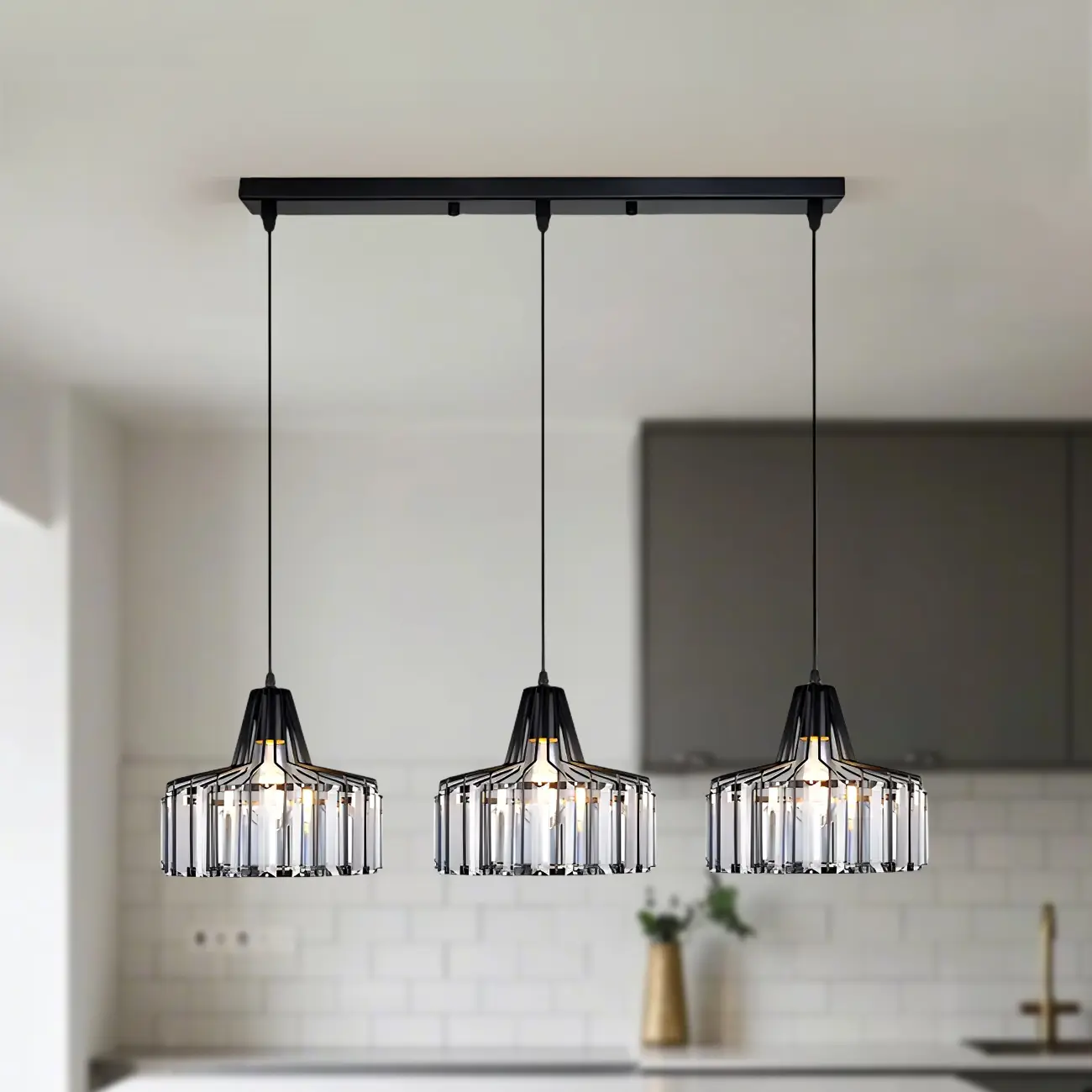 Contemporary Crystal Island Pendant Light for Kitchen Image - 5 | homeyfad