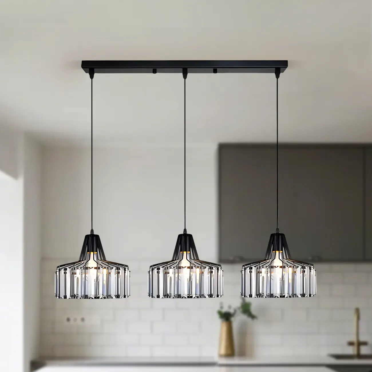 Contemporary Crystal Island Pendant Light for Kitchen Image - 5