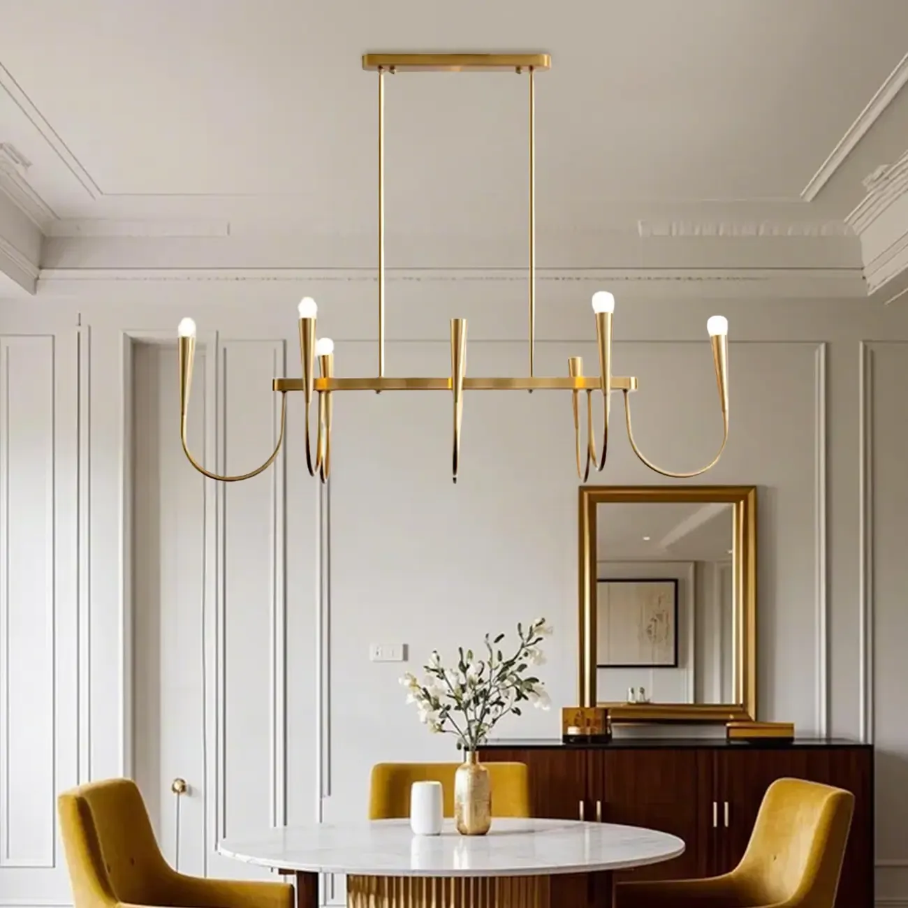 Modern Gold Adjustable Island Pendant Light for Kitchen Image - 1