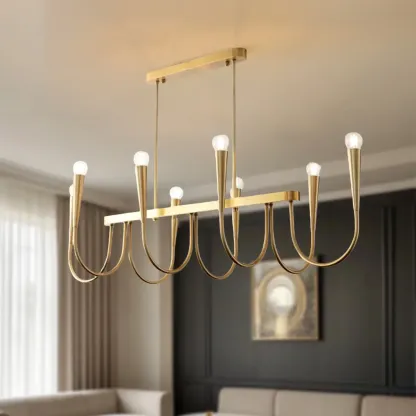 Modern Gold Adjustable Island Pendant Light for Kitchen Image - 3