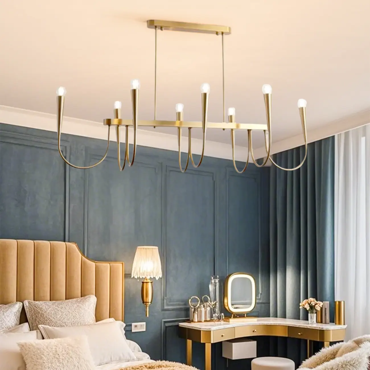 Modern Gold Adjustable Island Pendant Light for Kitchen Image - 5 | homeyfad