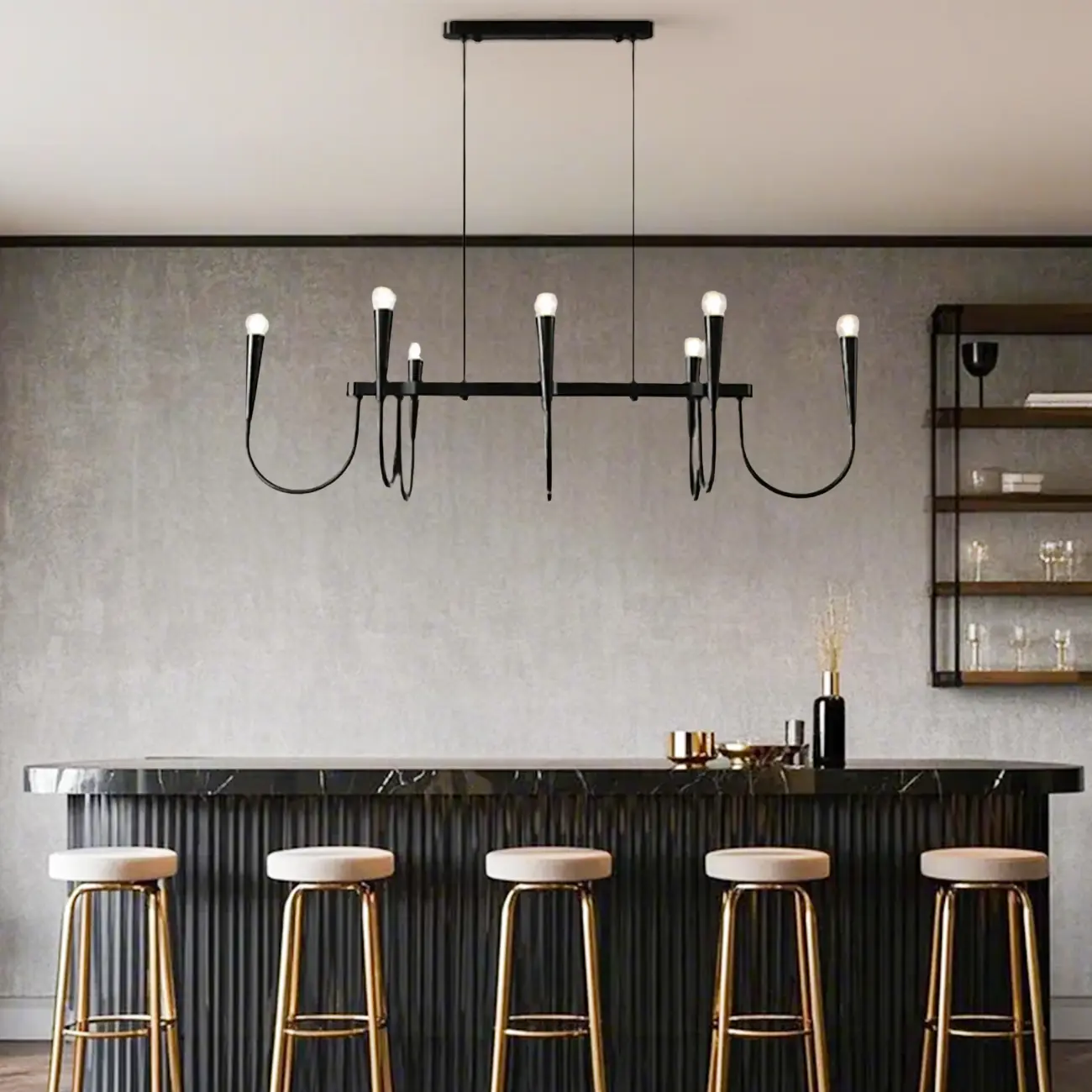 Modern Gold Adjustable Island Pendant Light for Kitchen Image - 7 | homeyfad