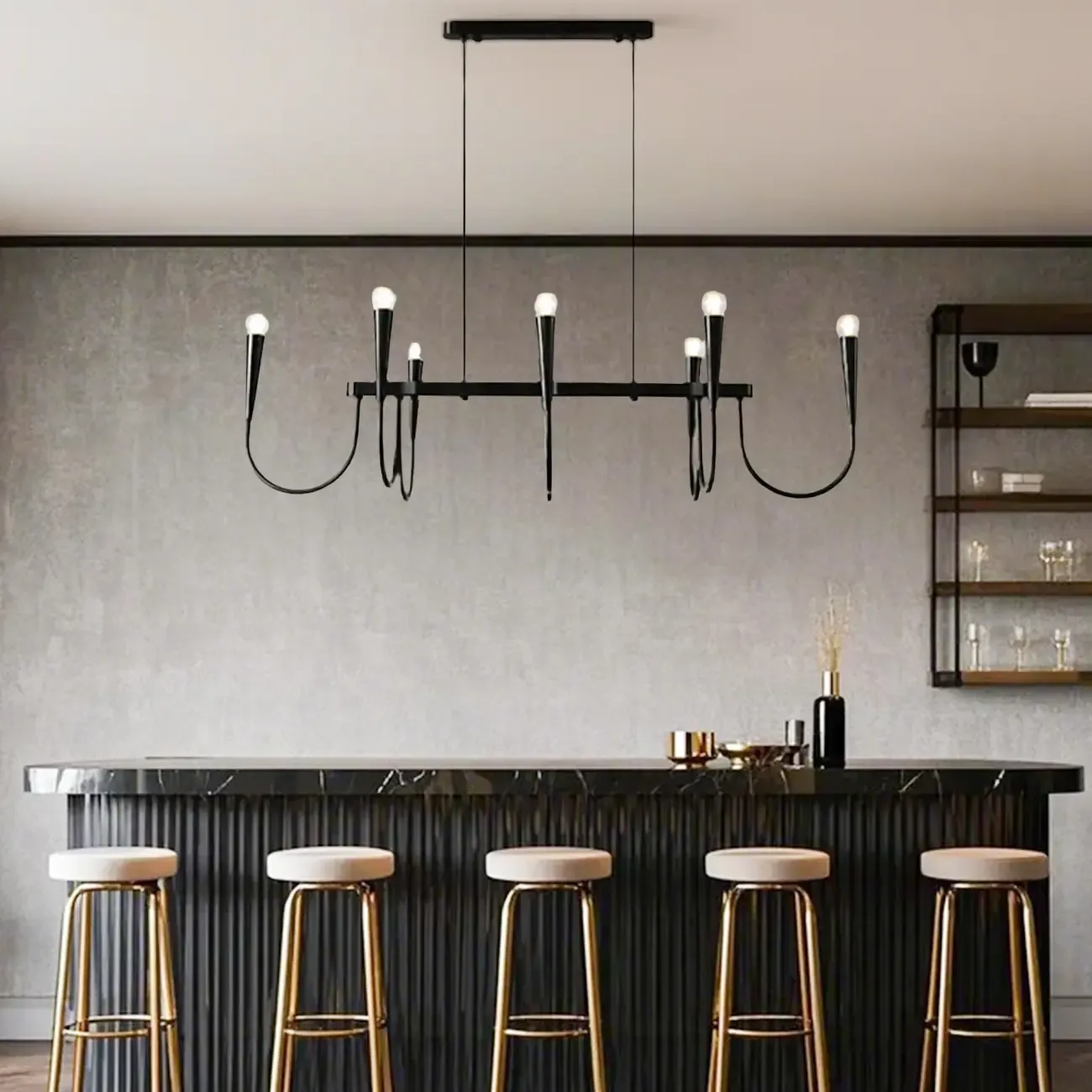 Modern Gold Adjustable Island Pendant Light for Kitchen Image - 7