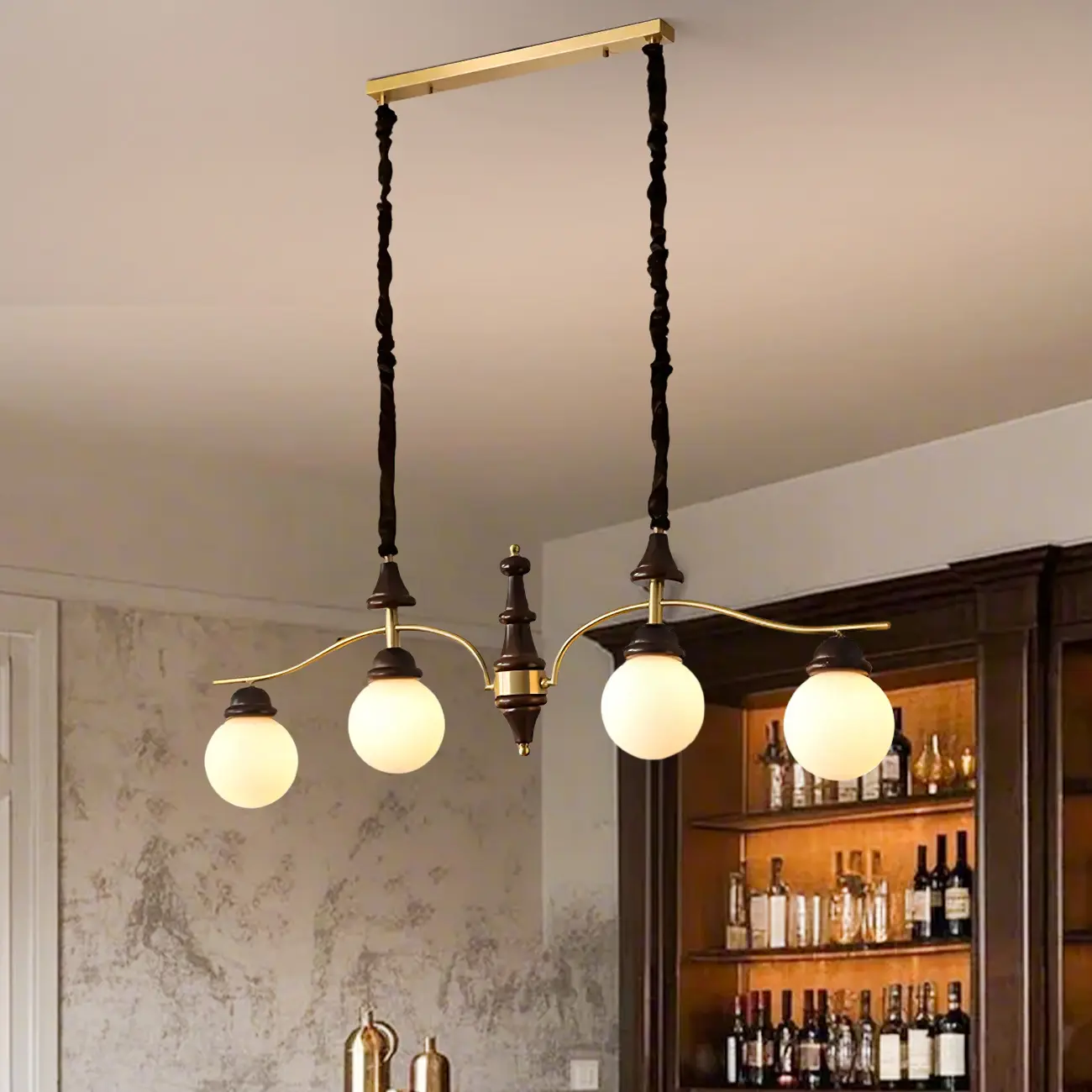 Kitchen Modern Brown Glass Globe Island Pendant Light Image - 2 | homeyfad