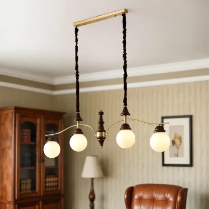 Kitchen Modern Brown Glass Globe Island Pendant Light Image - 5