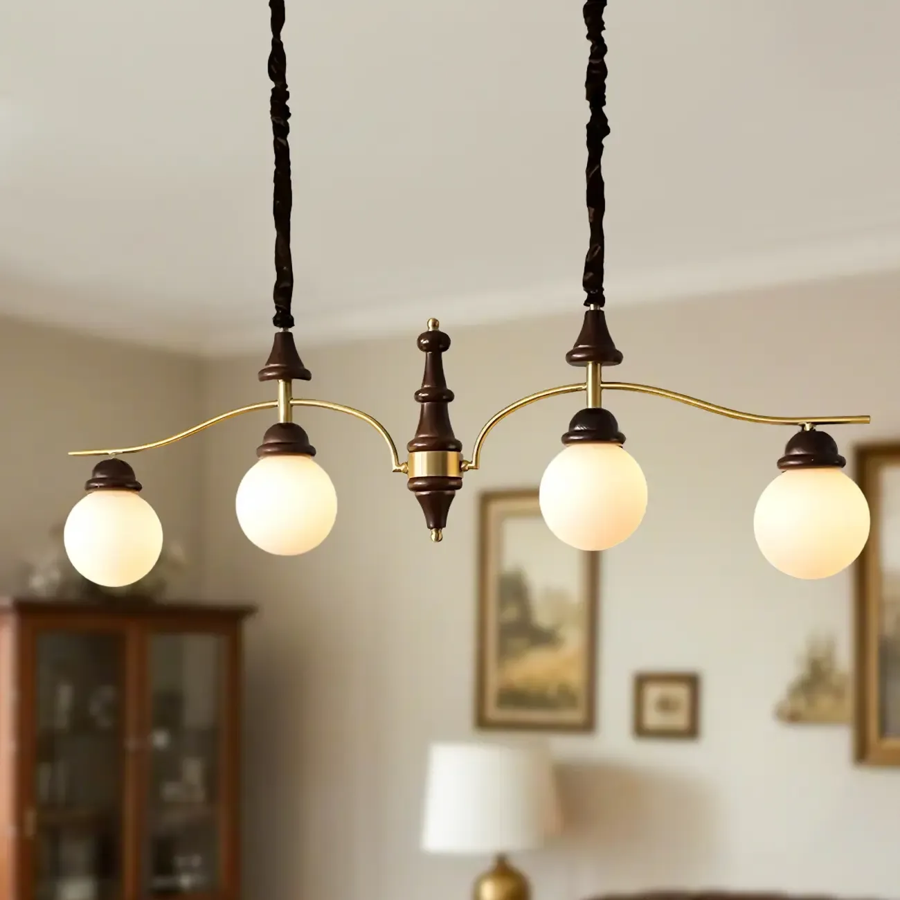 Kitchen Modern Brown Glass Globe Island Pendant Light Image - 3