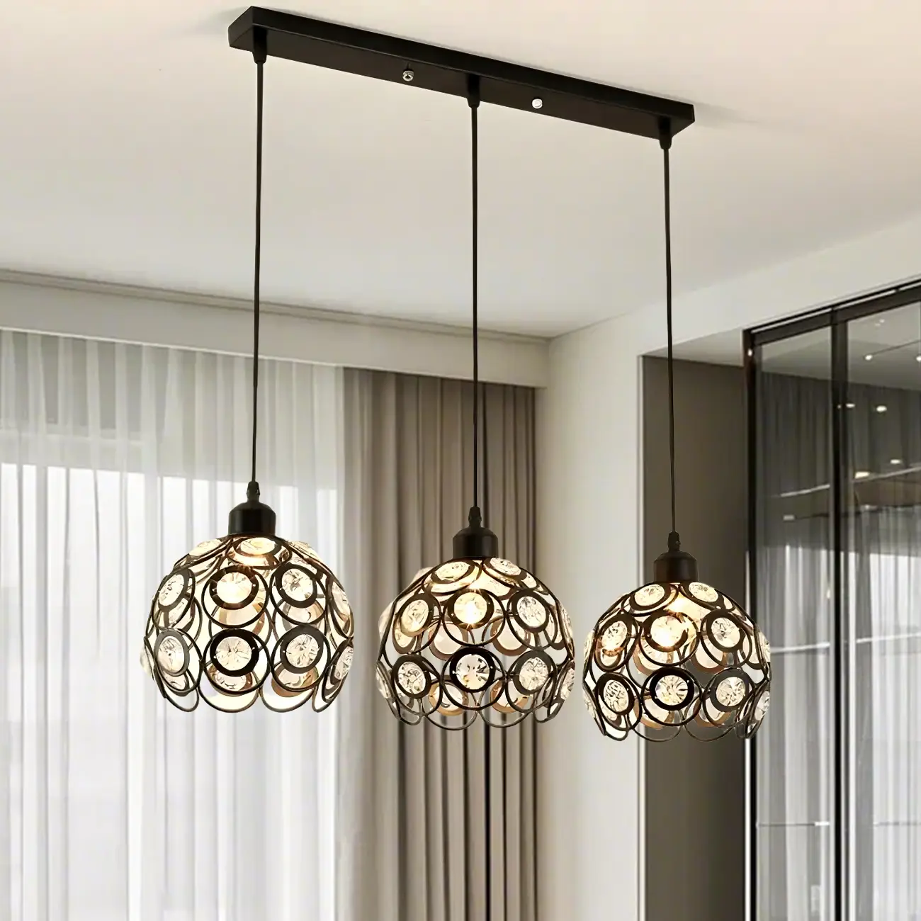 Modern Crystal Dome Island Pendant Light for Kitchen Image - 1 | homeyfad