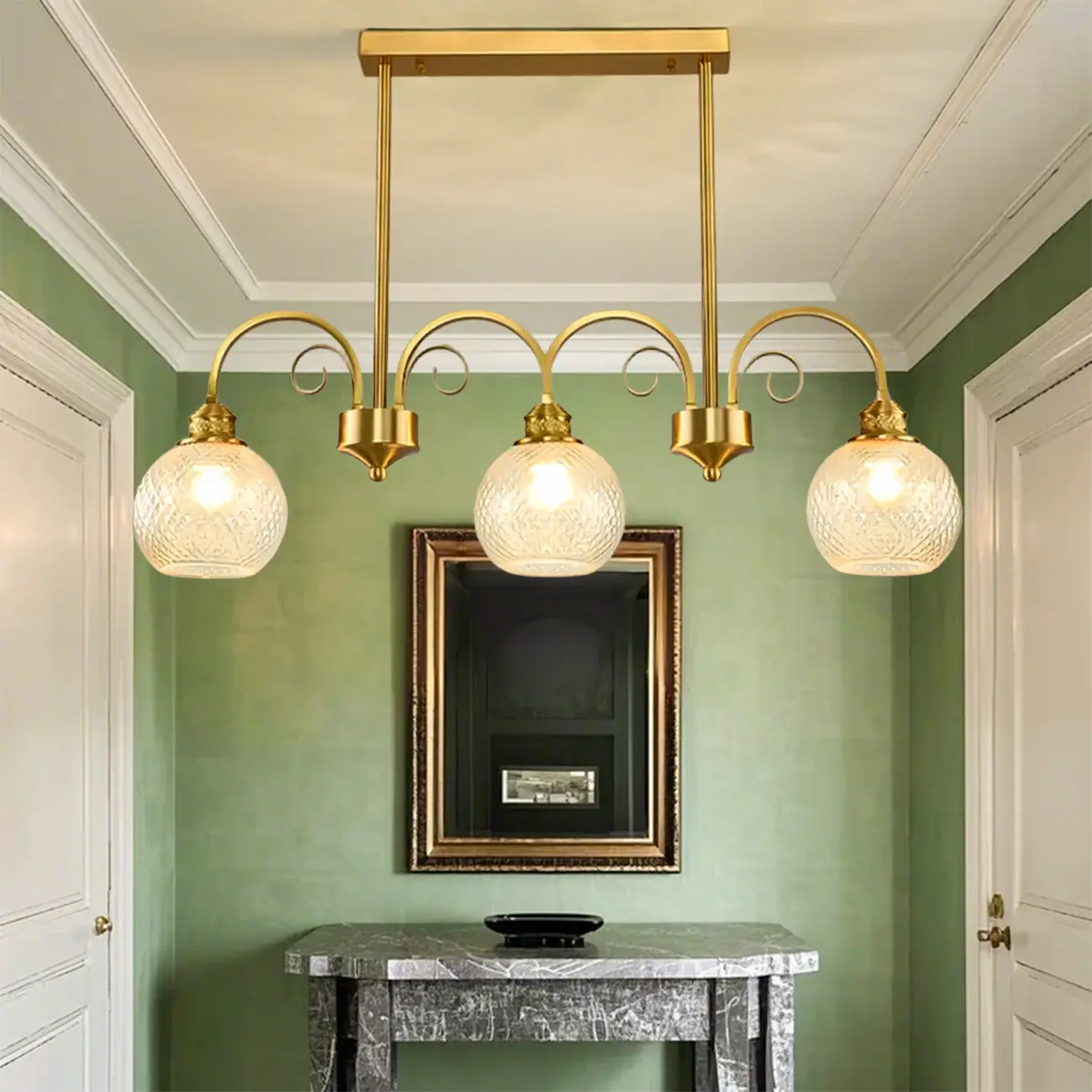 Adjustable Gold Glass Globe Island Pendant Light for Kitchen Image - 1 | homeyfad