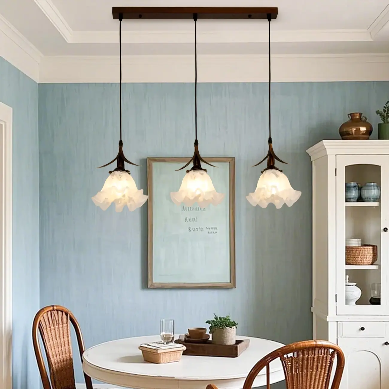 Modern Glass Flower-Shaped Pendant Light for Kitchen Image - 1 | homeyfad