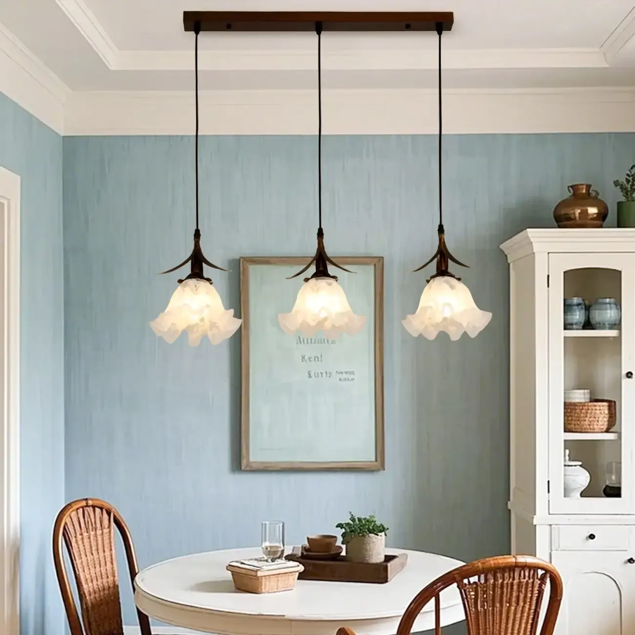 Modern Glass Flower-Shaped Pendant Light for Kitchen Image - 1