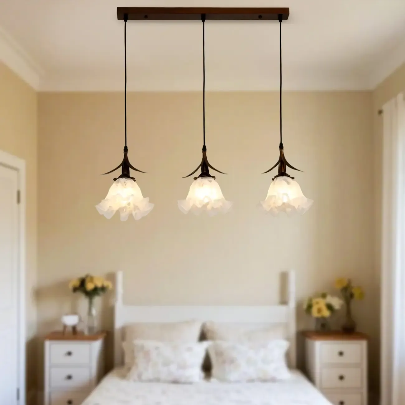 Modern Glass Flower-Shaped Pendant Light for Kitchen Image - 2