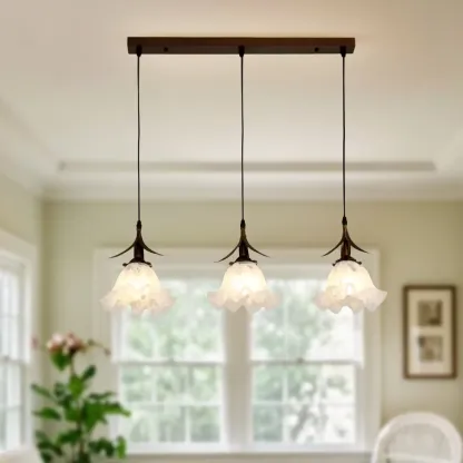 Modern Glass Flower-Shaped Pendant Light for Kitchen Image - 3