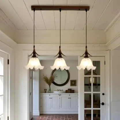 Modern Glass Flower-Shaped Pendant Light for Kitchen Image - 5