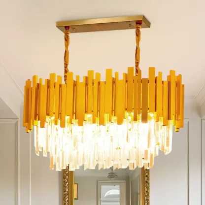 3 Tiers Orange Crystal LED Island Pendant Light for Kitchen Image - 3