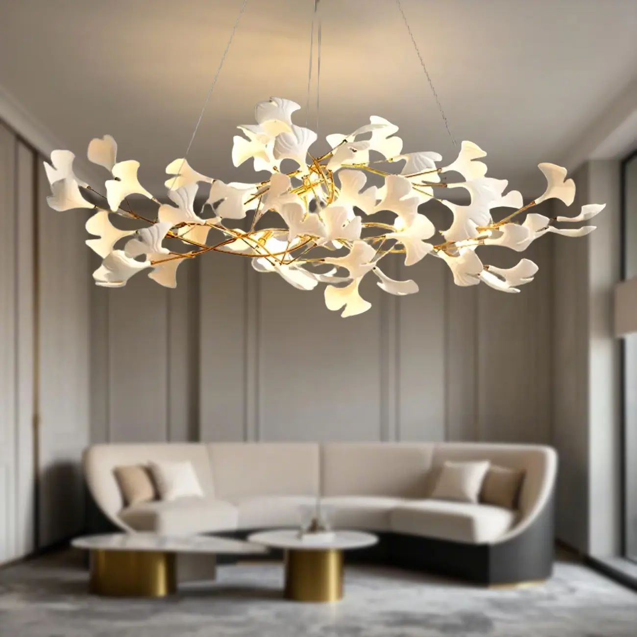 Irregular Gold 6-Light Ceramic Island Pendant Light Image - 1 | homeyfad