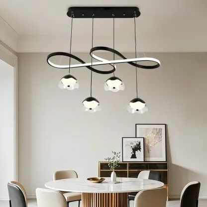 Adjustable Black Geometric Island Pendant Light for Kitchen Image - 1