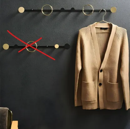 Glam Metal Wall-Mounted Coat Rack with Hooks Image - 2