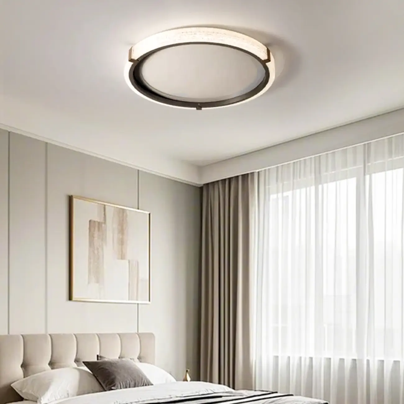Dimmable White Flush Mount LED Ceiling Light for Living Room Image - 1 | homeyfad
