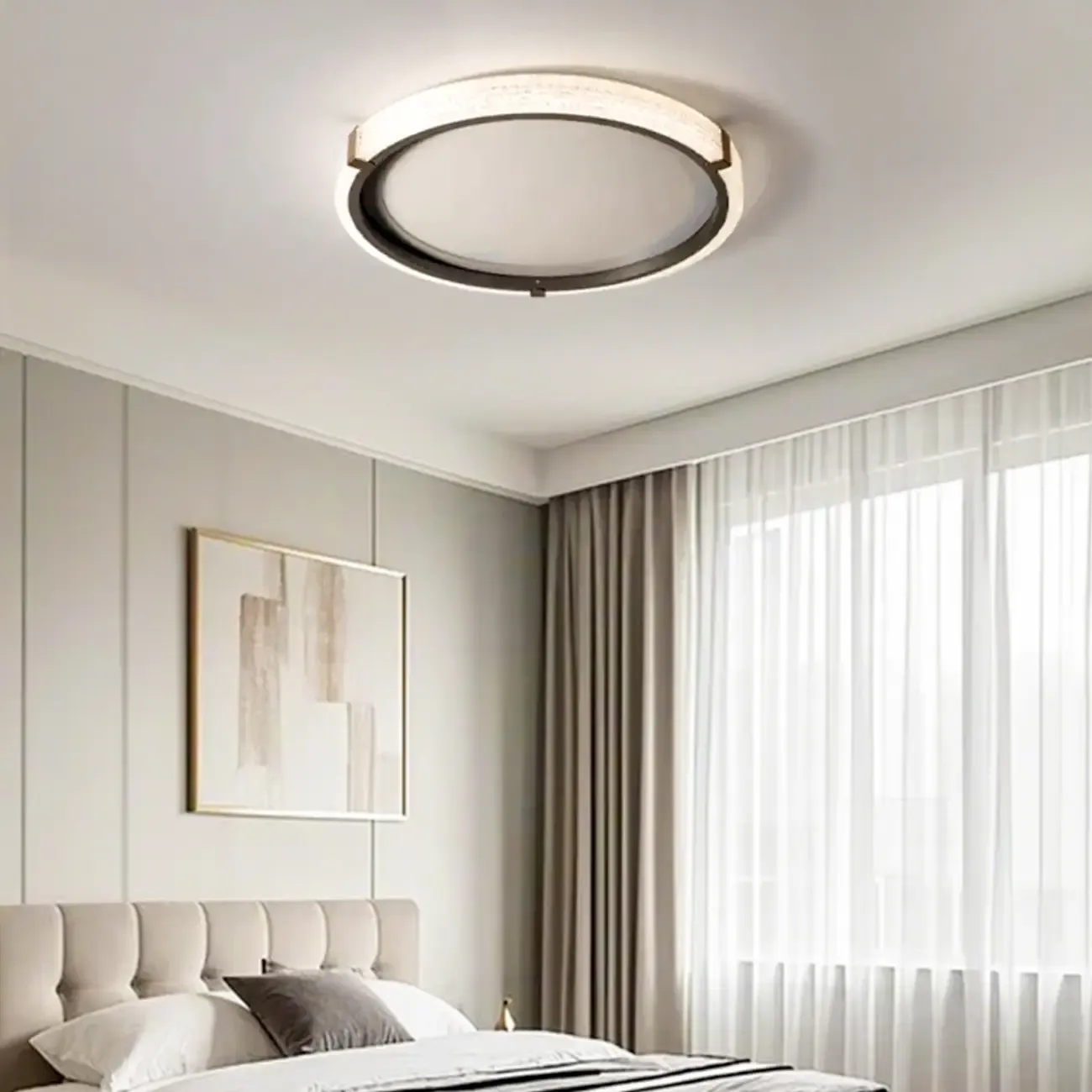Dimmable White Flush Mount LED Ceiling Light for Living Room Image - 1