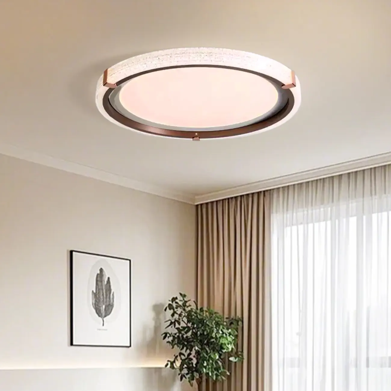 Dimmable White Flush Mount LED Ceiling Light for Living Room Image - 4 | homeyfad