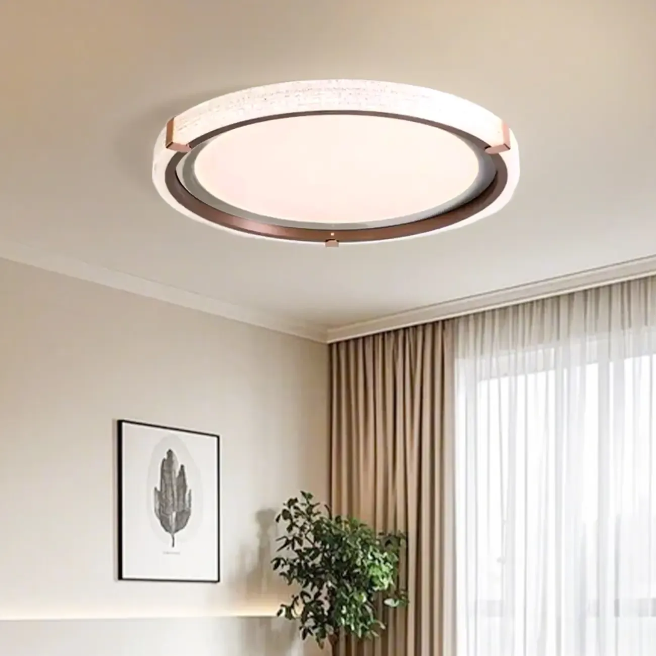 Dimmable White Flush Mount LED Ceiling Light for Living Room Image - 5