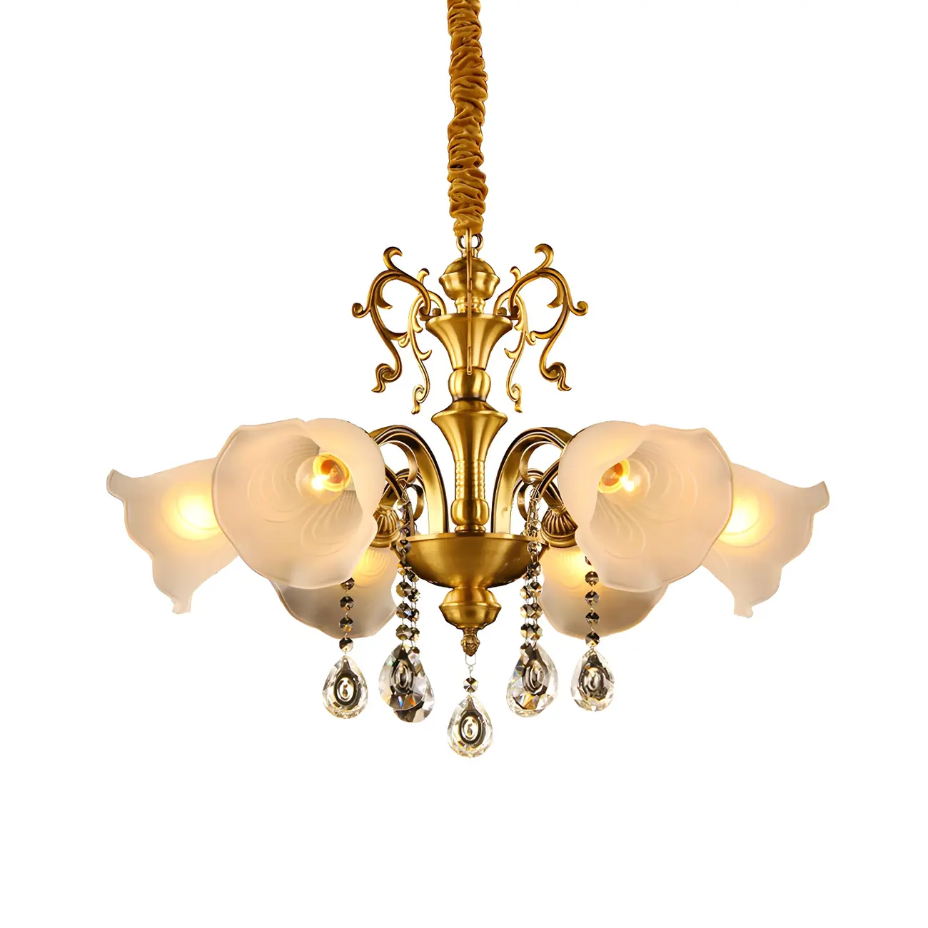Gold Floral Crystal Glass Classic Elegant Chandelier Image - 3 | homeyfad