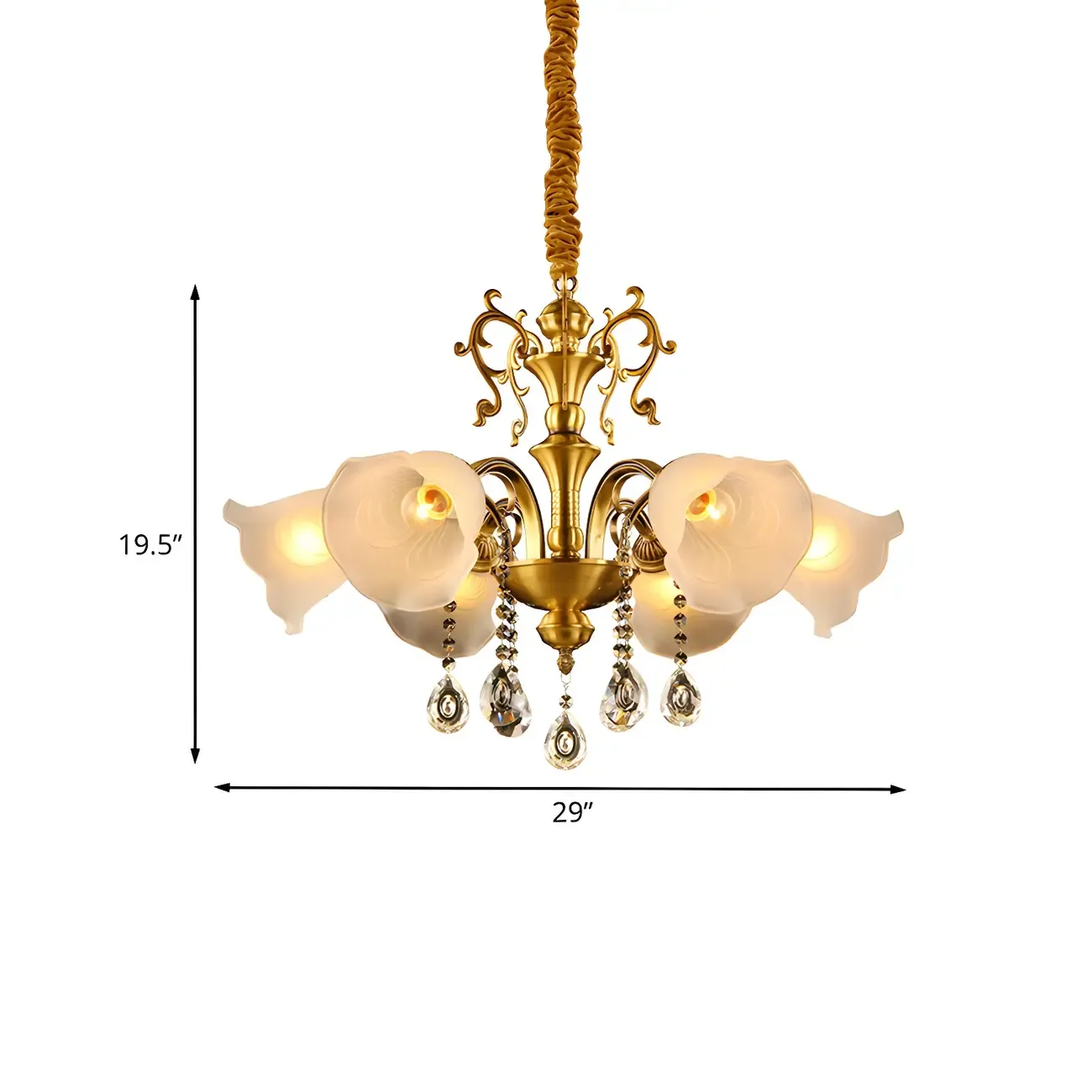 Gold Floral Crystal Glass Classic Elegant Chandelier Image - 4