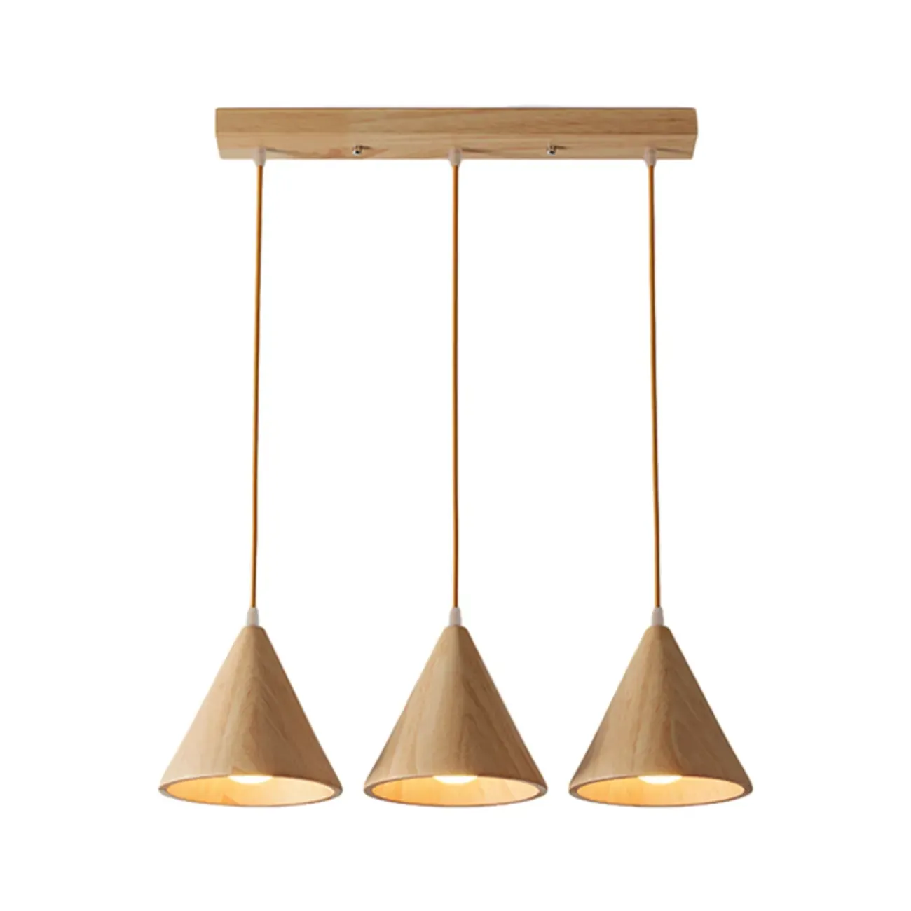 Modern Wood Cone LED Pendant Lights for Kitchen Image - 5