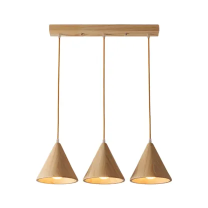 Modern Wood Cone LED Pendant Lights for Kitchen Image - 5